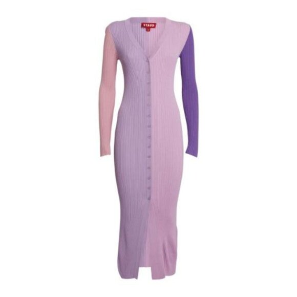 STAUD Iris Multi Shoko Sweater Midi Dress color block Size Small 23795 - Picture 2 of 12